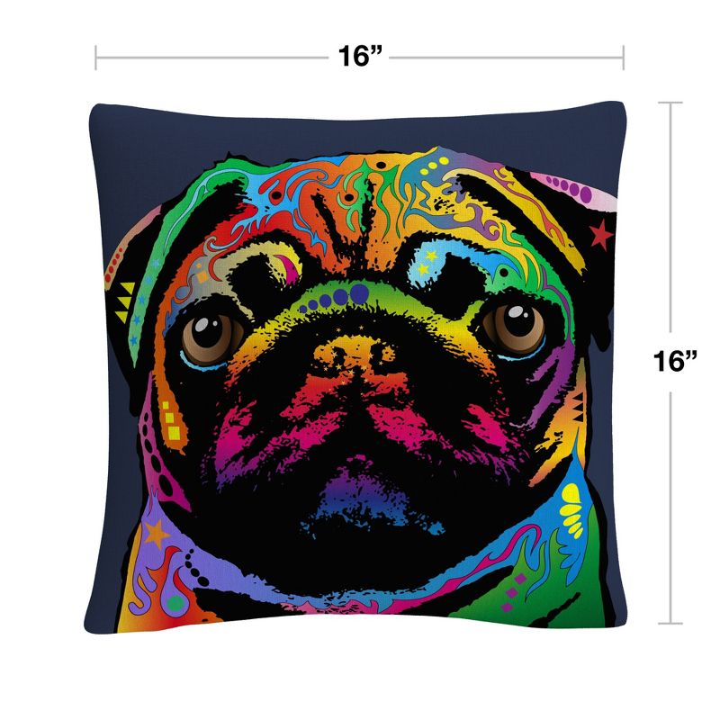 Trademark Fine Art - Michael Tompsett 'Pug Dog' 16 x 16 Decorative Throw Pillow, 4 of 5