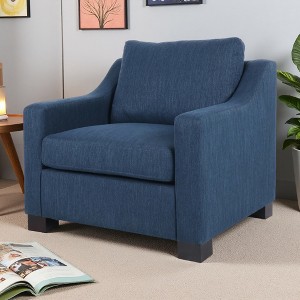 33.75" Fabric Contemporary Club Chair with Sloped Arms and Birch Wood Legs - 1 of 4