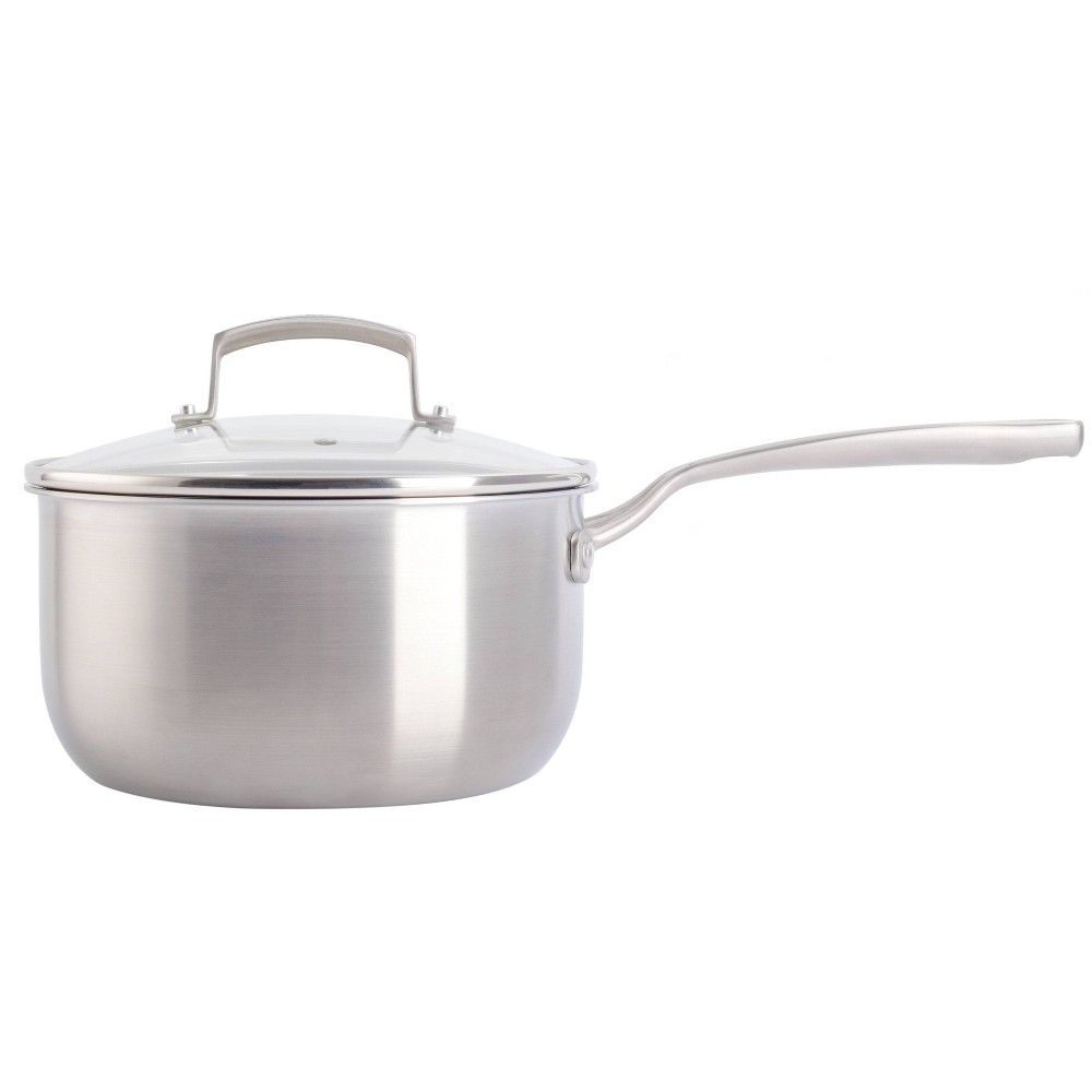 Gibson Home Babish Stainless Steel 3.5qt Triply Professional Grade Sauce Pan: 10.75" Diameter, Smooth Surface Compatible