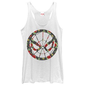 Women's Marvel Spider-Man Rose Print Racerback Tank Top - 1 of 3