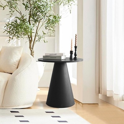 Dwen Small Console Tables, 35'' Width with Grain Paper Round Top Pedestal Console Table Behind Couch-Maison Boucle
