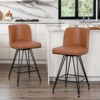 Bekrvio 26" Swivel Counter Height Bar Stools Set of 1/2/3/4, Faux Leather or Velvet Upholstered with V-Shaped Metal Base for Kitchen Island - 3 of 4