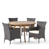 Christopher Knight Home Albury Outdoor Acacia Wood and Wicker 5 Piece Dining Set with Cushion - 2 of 4