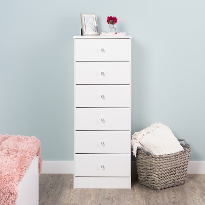 Astrid Crystal White 6-Drawer Contemporary Tall Chest