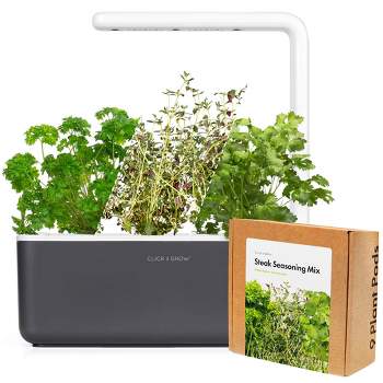 Click & Grow Indoor Steak Seasoning Gardening Kit, Smart Garden 3 with Grow Light and 12 Plant Pods