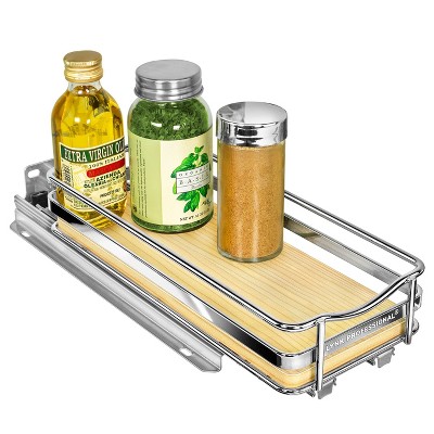 Lynk Professional Slide Out Vertical 6.25 Double Metal/wood Spice Rack  Silver : Target