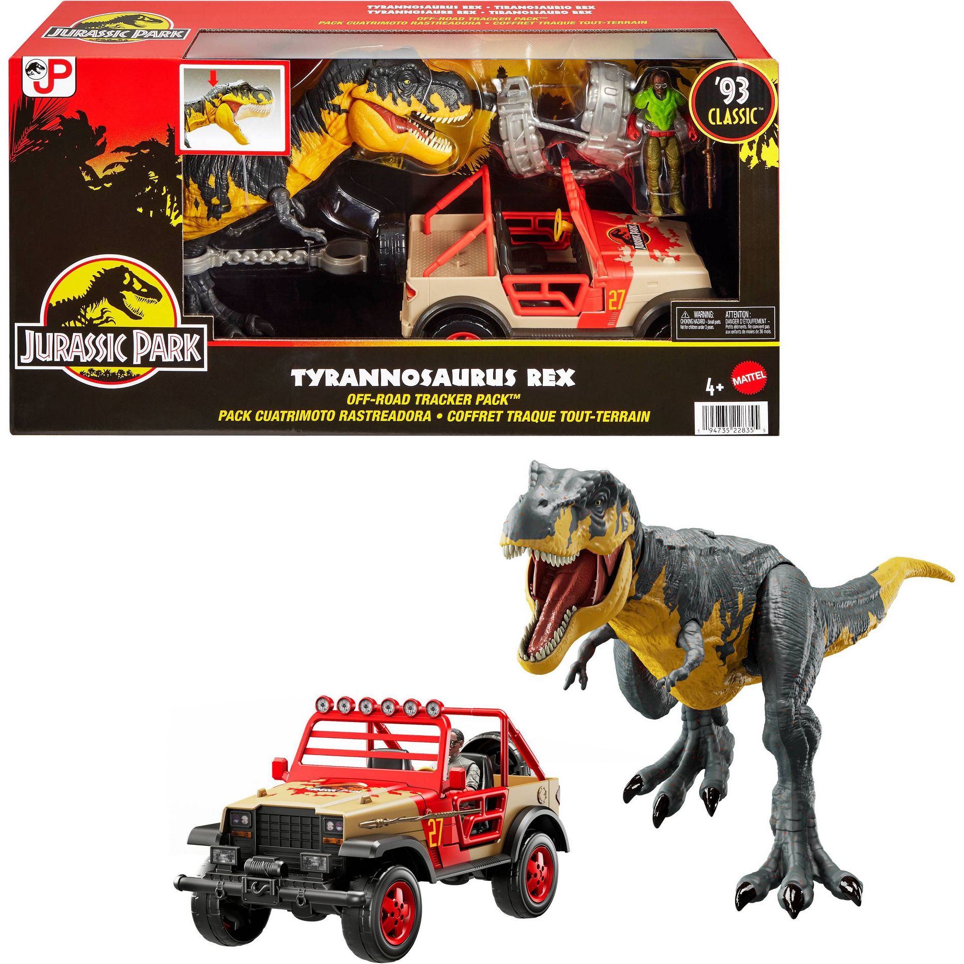 Jurassic World Tyrannosaurus Rex Off-Road Tracker Pack: Action Figure Playset, Ages 4+, 11 Pieces