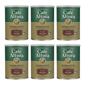 Cafe Altura Organic Ground Coffee Dark Roast - Case of 6/12 oz Canisters