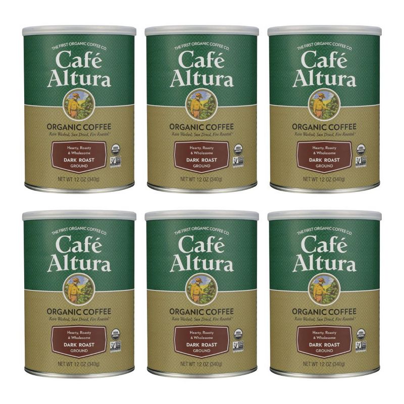 Cafe Altura Organic Ground Coffee Dark Roast - Case of 6/12 oz Canisters, 1 of 6