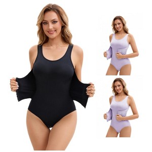 INSPIRE CHIC Women's 3 Rows Waist Cincher Butt Tummy Control Full Shapewear Body Shaper 3 Packs - 1 of 4