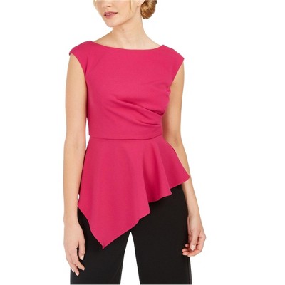 Adrianna Papell Womens Solid Sleeveless Blouse Top