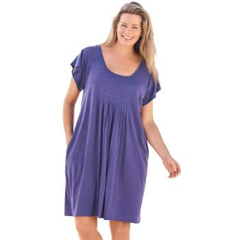 Swimsuits For All Women's Plus Size French Terry Lightweight Cover Up Tunic  - 18/20, Blue : Target