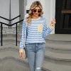 Womens Long Sleeve Tops Stripe Layered Look Top Lightweight Color Block Basic Tops Soft Sweatershirts Crew Neck T Shirt with Pockets - 3 of 4