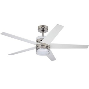 Emerson Lucere 52" Polished Nickel Ceiling Fan LED Satin White Blades with 6-Speed Wall Control - 1 of 4