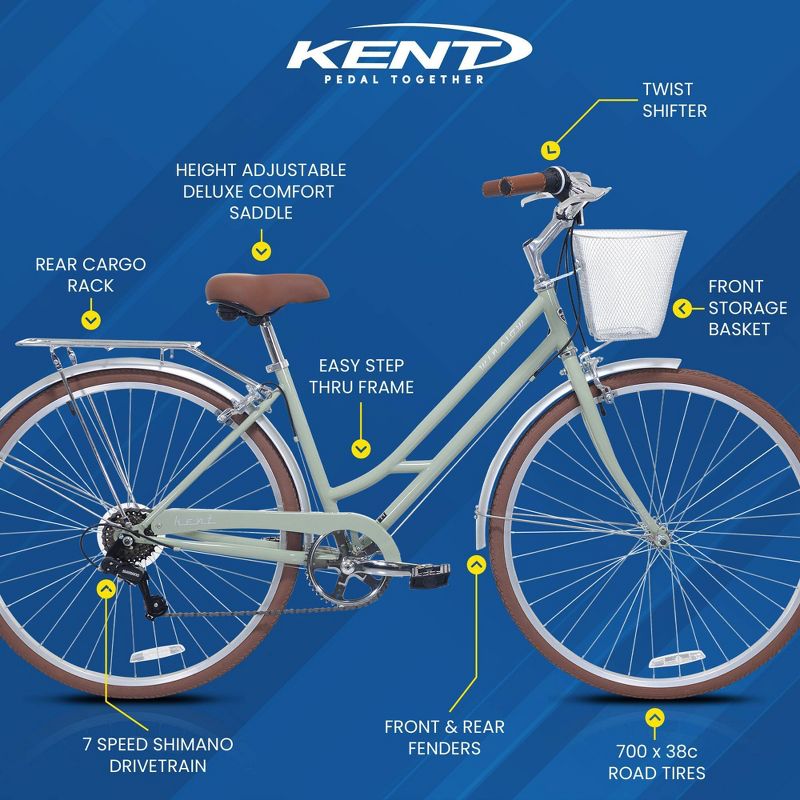 Kent Winslow 700c/28&#34; Adult Hybrid Bike - Green, 5 of 10