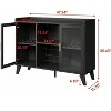 Black Home Wine Bar Cabinet with LED Lighting, Freestanding Liquor Storage, Coffee Bar & Kitchen Pantry with Shelves & Microwave Stand - 2 of 4