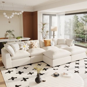 Modern Large U-Shape Sectional Sofa, 2 Large Chaise with Removable Ottomans for Living Room - 1 of 4