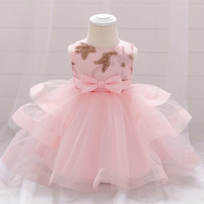 MyKids-USA Baby Girl Sequins Patched Design Sleeveless Tutu Style Baptism Birthday Dress