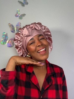 Kiss Colors & Care Silky Satin Bonnet with Tie Band Edge - Dust