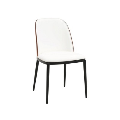 LeisureMod Tule Dining Chair with PU Leather/Velvet/Suede Seat and Black Steel Frame