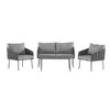 Chic Crate-Modern Outdoor Patio Furniture Set - 4-Piece Metal Wrought Iron Deep Seating Sofa Set with Cushions, Grey for Porch Garden Backyard Balcony - 3 of 4