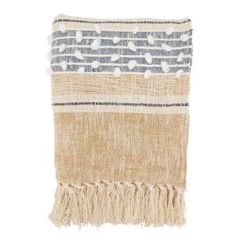 50"x60" Warm Woven Striped Throw Blanket Natural - Saro Lifestyle
