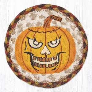 Earth Rugs 7" Round Jack O’ Lantern Coaster – Spooky Fall Lodge & Cabin Decor - 1 of 3