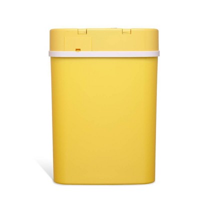 Yellow Plastic Touchless Automatic Trash Can, 4.2 Gallon
