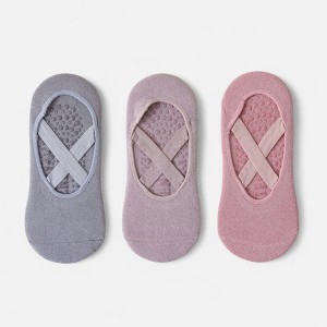 Anna-Kaci Women's 3-Pack Ballet Style Grip Socks with Crisscross Elastic and Non-Slip Soles for Barre Pilates Yoga - 1 of 4
