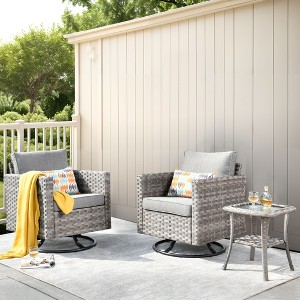 XIZZI Premium Outdoor Swivel Chair Sofa Set in 7 Colors, Modular Patio Seating with Swivel Chairs, Add-Ons Like Coffee Table and Fire Pit - 1 of 4