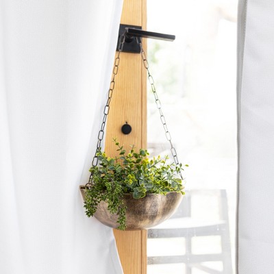 Antique Brass Semicircular Hanging Wall Planter with Chain