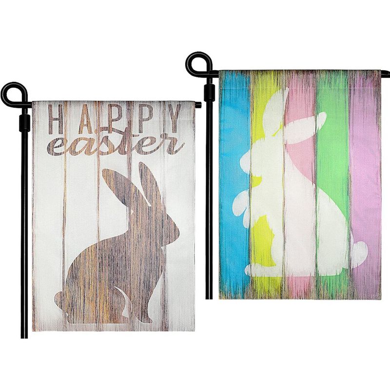 2Pcs Double-Sided Happy Easter Bunny Flag - 39.4" x 27.2" Outdoor Party Yard  Garden Flag Decoration for Easter Deck, 2 of 7