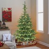 Gulches Green PreLit LED Flocked Full Artificial Christmas Tree Fir Artificial Christmas Tree with Steady Warm White Clear with Wooden Base - 4 of 4
