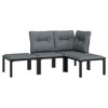 vidaXL Patio Lounge Set Sofa for Garden Lawn Black and Gray Poly Rattan - 3 of 4