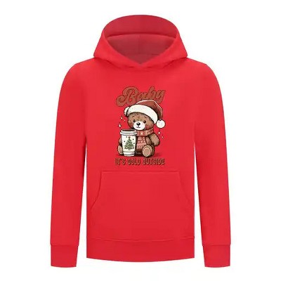 Everyday Kids Christmas Collection Baby It’s Cold Outside Pullover Hoodie – Holiday Sweatshirt - Red