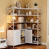 Corner Bookshelf, 6 Tier Corner Shelf with Storage, Farmhouse L Shaped Shelf with Cabinet, Modern Industrial Bookcase for Home Office, Living Room - 4 of 4