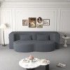 Full Size Modern Convertible Floor Sofa Bed, Foldable Bed with Foam-Filled Mattress, Teddy Fabric Bed with Pillows and Cushions-Baofuwish - 3 of 4