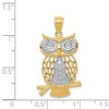 Black Bow Jewelry 14k Yellow Gold & White Rhodium Moveable Owl Pendant, 17mm (5/8 inch) - 4 of 4