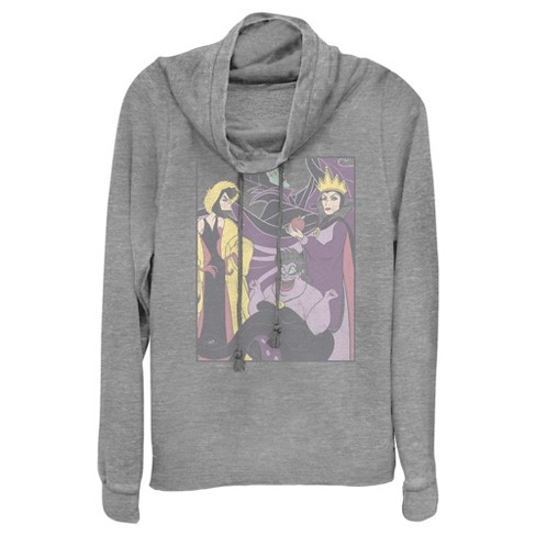 Juniors Womens Disney Distressed Villains Poster Cowl Neck