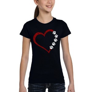 LA Pop Art Meow Heart - Girl's Word Art T-Shirt - 1 of 4