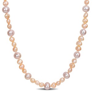 EVERLY JEWELRY | Sterling Silver Cultured Freshwater Pearl Necklace, 18 inch- Multiple Pearl Color Options - 1 of 4