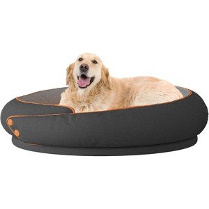 Hachikiko Calming Round Dog Bed - Removable Cushion/Low-Edge Design/Non-Slip Base for Medium-Large Dogs - 1 of 4