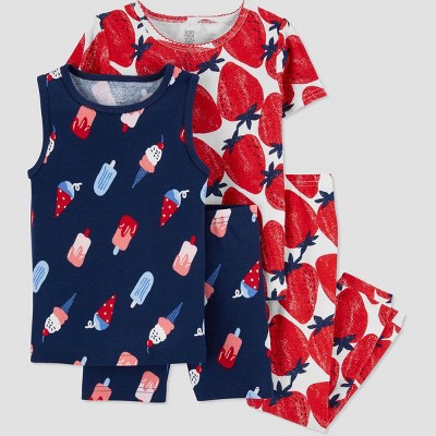 Toddler Girls' 'Strawberry Ice Cream' Pajama Set - Just One You® made by carter's Blue/Red 4T