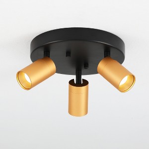 VidaLite Shura 3-Head Round Flush Mount Brass and Black - 1 of 4