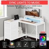 43-inch computer desk, L-shaped desk with socket and light strip, with 3 drawers and monitor stand, reversible, suitable for study and work - 3 of 4