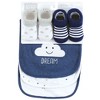 Hudson Baby Infant Boy Cotton Bib and Sock Set, Navy Cloud, One Size - 2 of 4