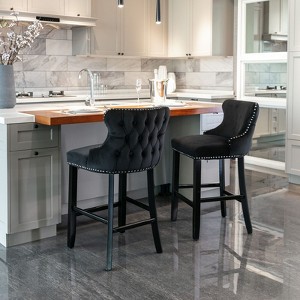 NicBex Dining Chairs Set of 2 Bar stool Upholstered Chair Contemporary Velvet Barstools with Button Tufted Decoration and Wooden Legs - 1 of 4