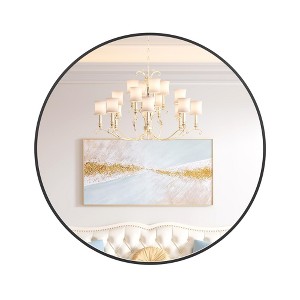 Round Mirror, Metal Frame Circle Mirror , Modern Decorative, Wall-Mounted Mirrors, Home Décor, Black - 1 of 4