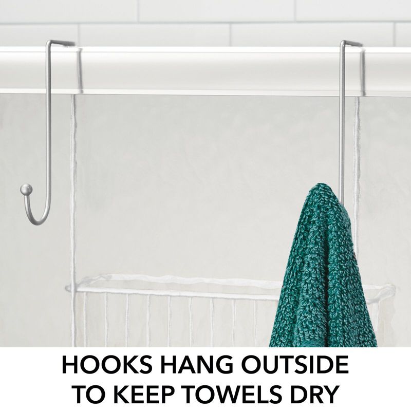 mDesign Steel Bathroom Shower Caddy Hanging Rack Storage Organizer, 4 of 8