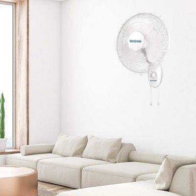 Hurricane White 16-Inch Oscillating Wall Mounted Fan with Adjustable Tilt